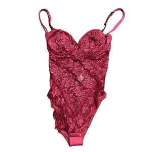 VTG Victorias Secret Gold Label Satin Lingerie Teddy Lace Bodysuit Small